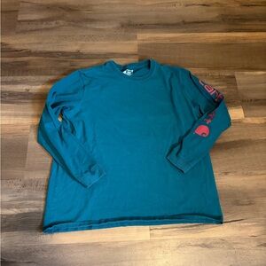 Mens Carhartt Teal Long Sleeve Crewneck with Sleeve Logo Size XL